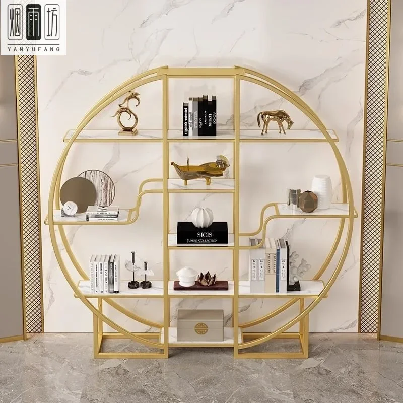 Simple small Bogu rack, Duobao Pavilion tea set ornament display rack, round bookshelf shelf, wine light luxury Bogu rack