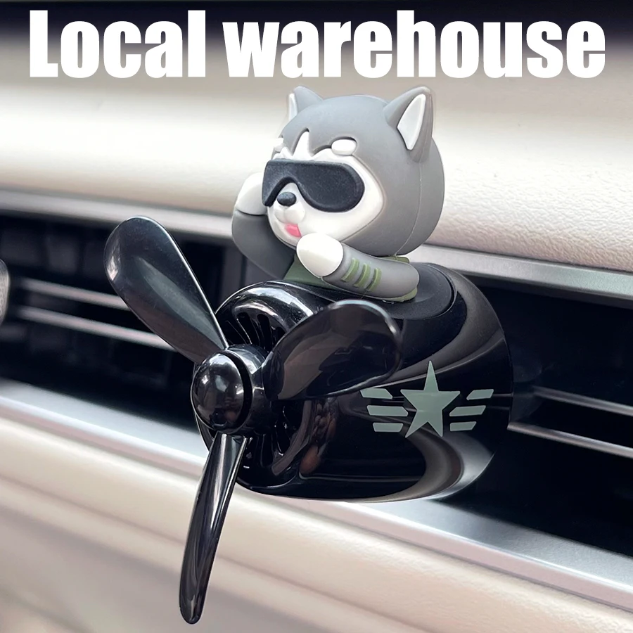 Rotating propeller pilot husky dog car air fresheners accessories decorations perfume diffuser vent clip fragrance aroma fun fan