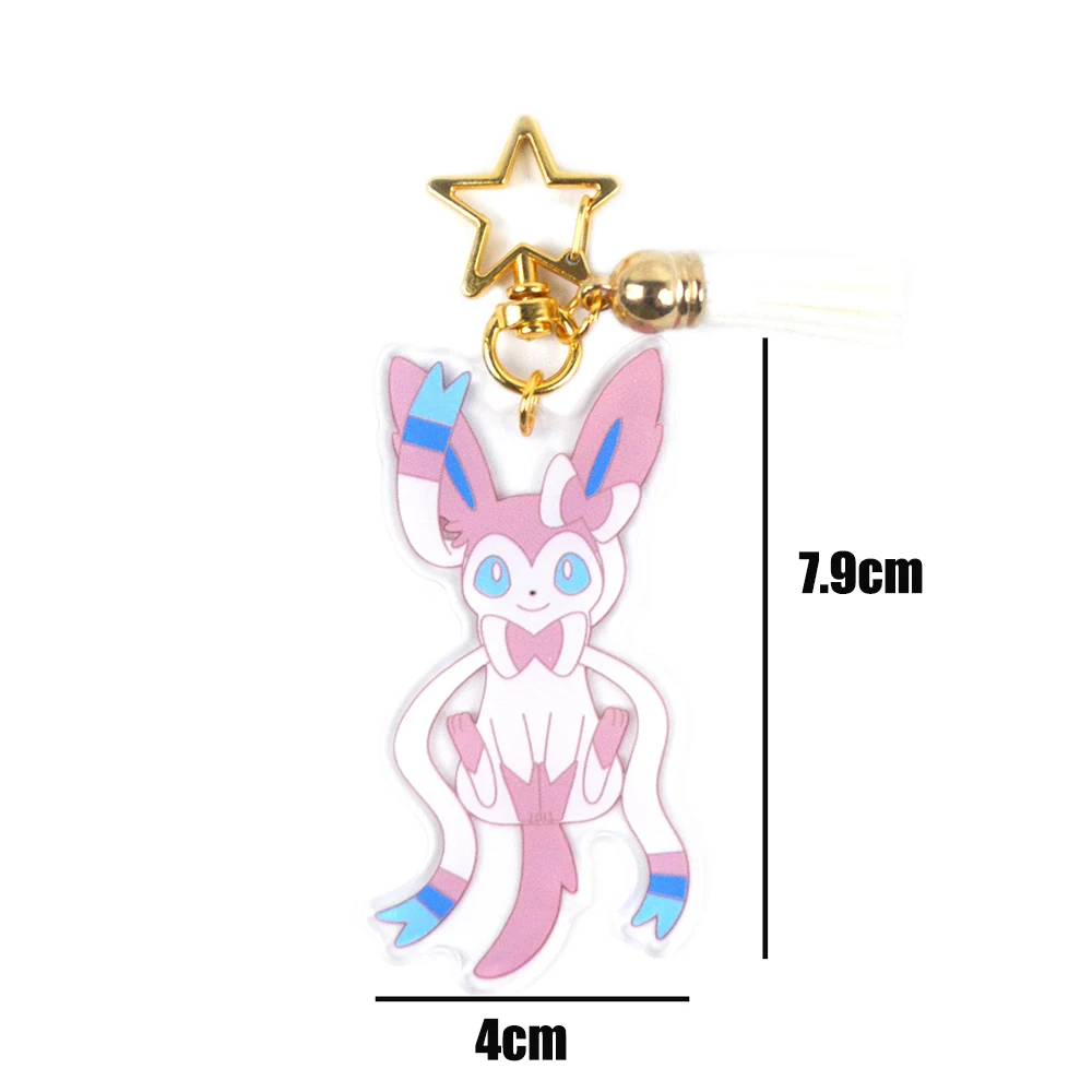 Pokemon Acrylic Keychain Anime Characters Pikachu Leafeon Eevee Sylveon Bags Car Key Ring Charm Accessories Kids Birthday Gift