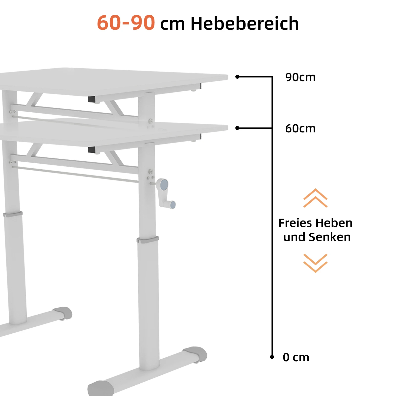 60*100cm Höhenverstellbarer Schreibtisch für Kinder & Erwachsene, Multifunktionales Kompaktdesign für Zuhause & Büro – Detail 8