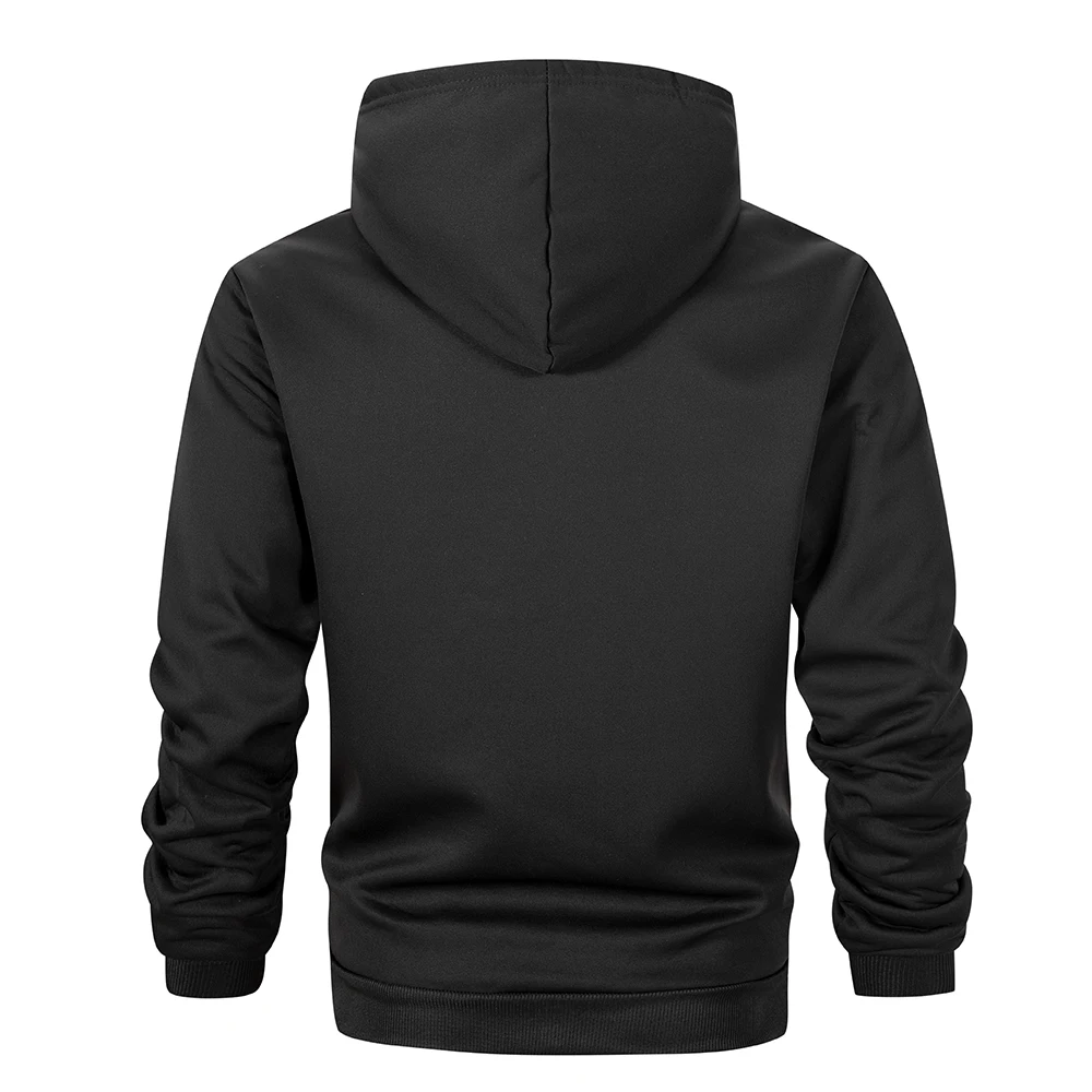 Winter Lambswool Zipper Hoodies Thicken Warm Jackets Long Sleeve Sweatshirts Casual Sports Fleece Black Coats Hooded Men Coat