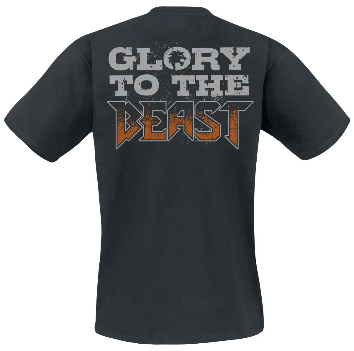 Beast in Black Glory To The Beast Lion Skull Double-Sided Print Black Cotton T-shirt Men Metal Unisex Tee