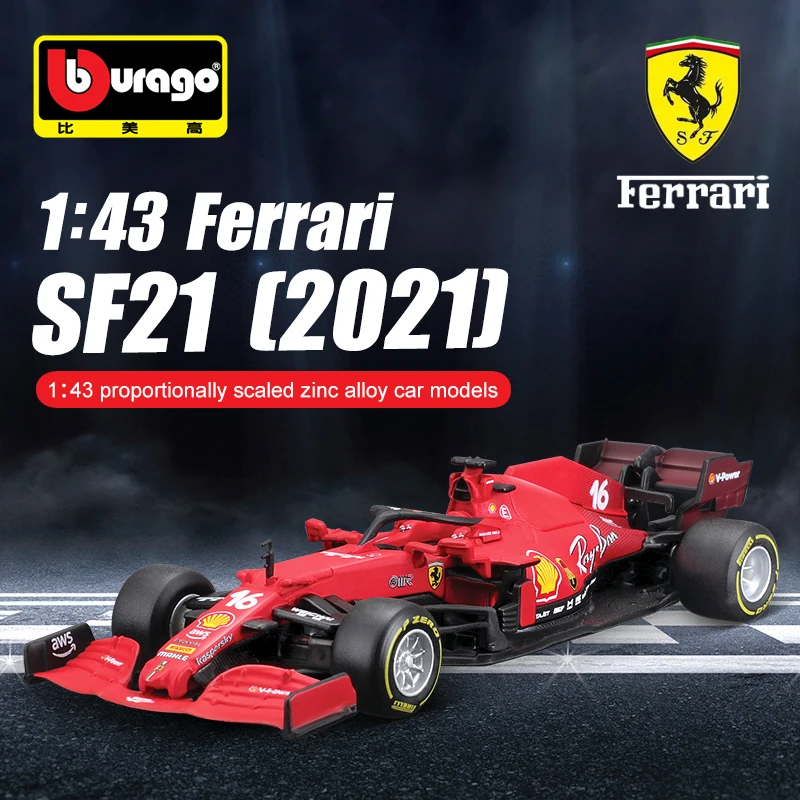 Bburago 1:43 F1 2021 Ferrari SF21 Formula Car Static Die Cast Vehicles Collectible Model Car Toys