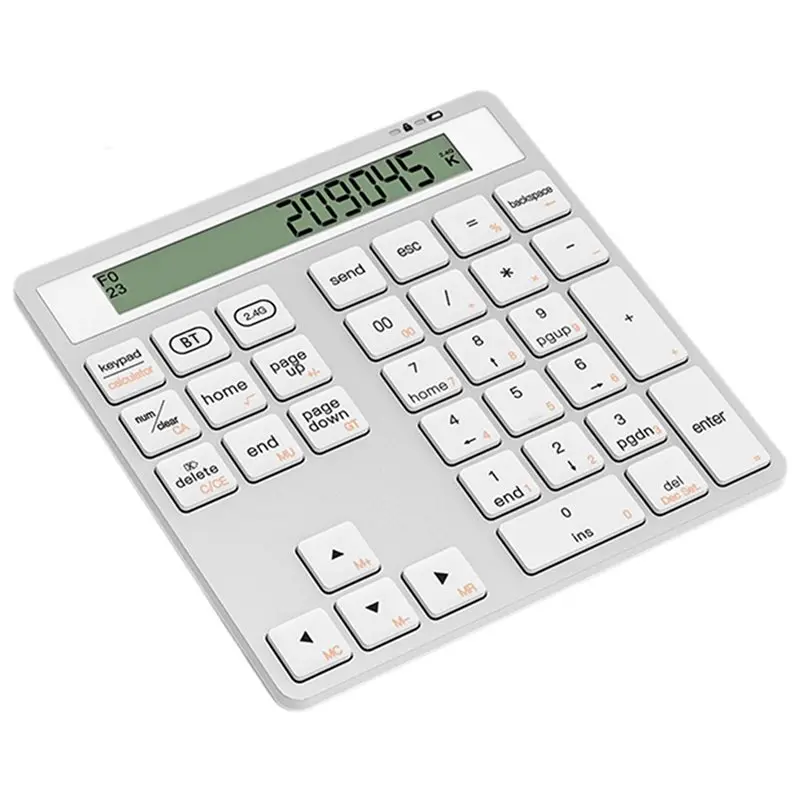 AC57-Ergonomic Bluetooth Dual Mode Wireless Numeric Keyboard With Display Calculator 2In1 Wireless Number Keypad