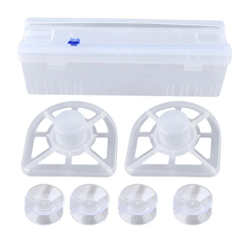 Plastic Refillable with Slide Cutter Adjustable Plastic Wrap Dispenser Cling Film Cutter Wrap Storage Box Storage Holder