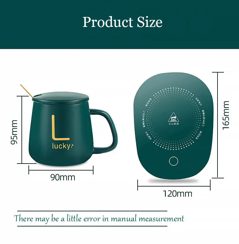 Imagem -04 - Conjunto de Copo de Cerâmica Quente 55 Graus Temperatura Constante Cup Coaster de Temperatura Constante de Aquecimento Caixa de Presente