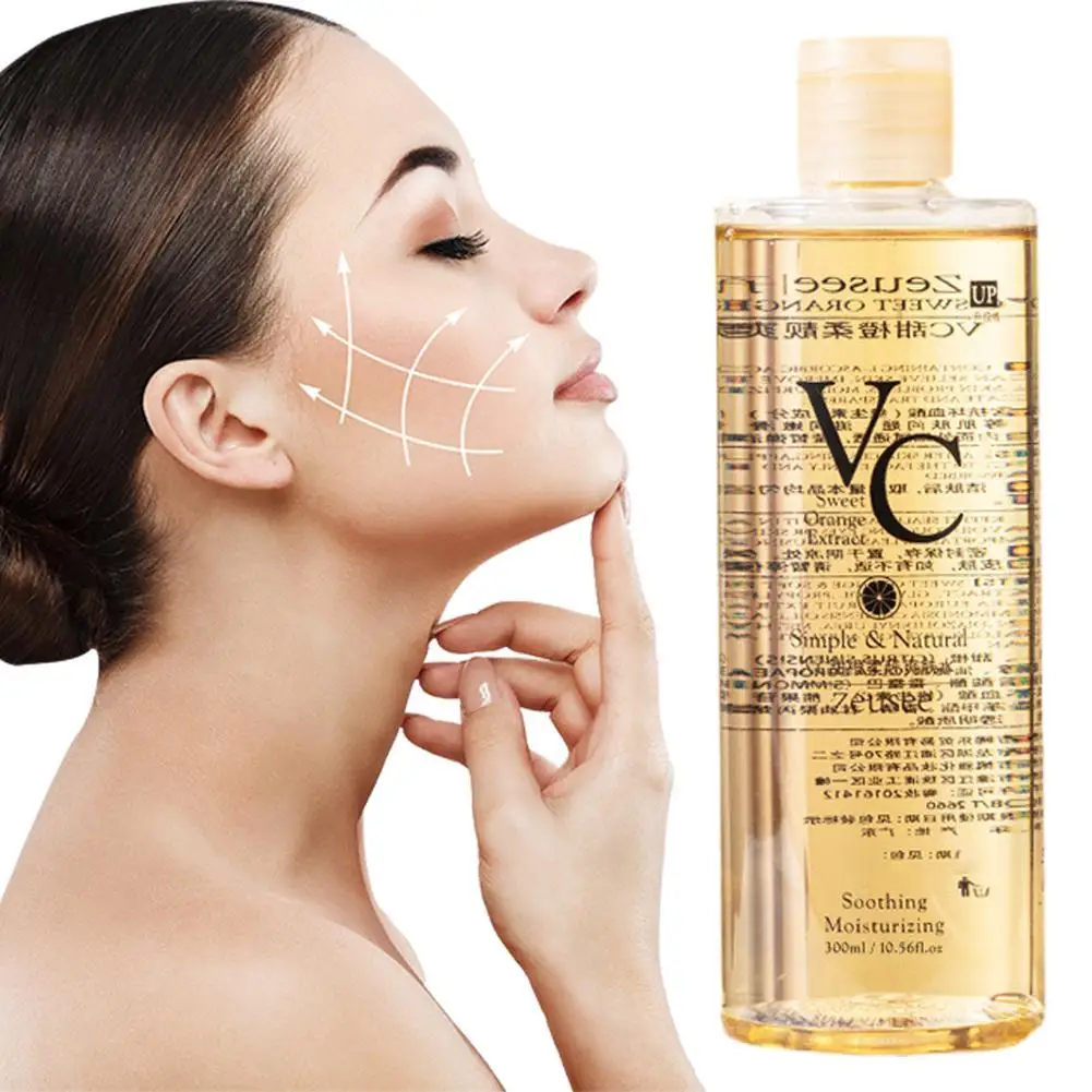 

New VC Toner Refreshing Hydrating Rejuvenating Fine Pores Brightening Skin Tone Wet Compress Essence Lotion 300ml Skincare