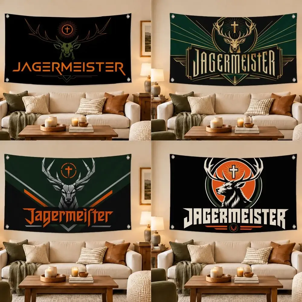 Brand Jagermeister Flags Modern Fabric Banner Pennants Bedroom Garden Party Birthday Wall Ornament Decor