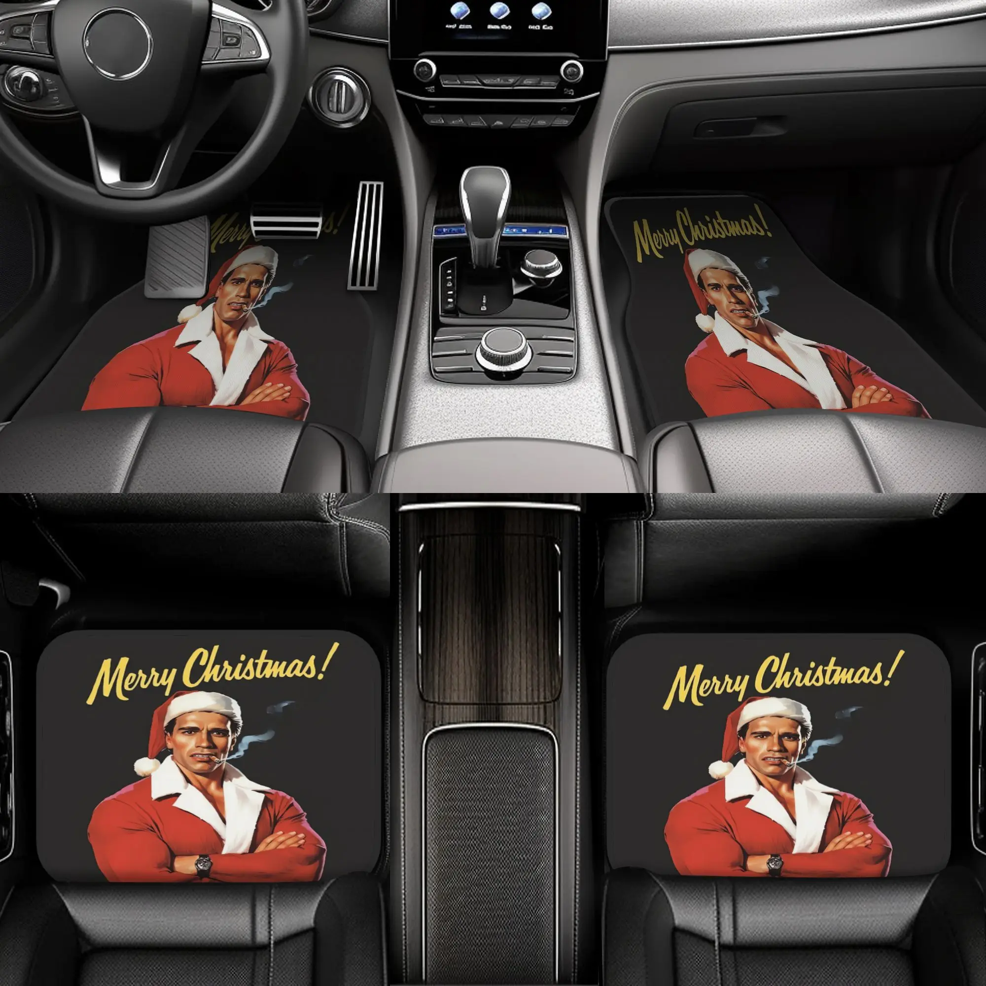 Set Of 4 Festive Arnold Car Floor Mats, Made From Sturdy Polyester Fiber, Suitable For Vehicles, Perfect As A Gift, Interior Mat