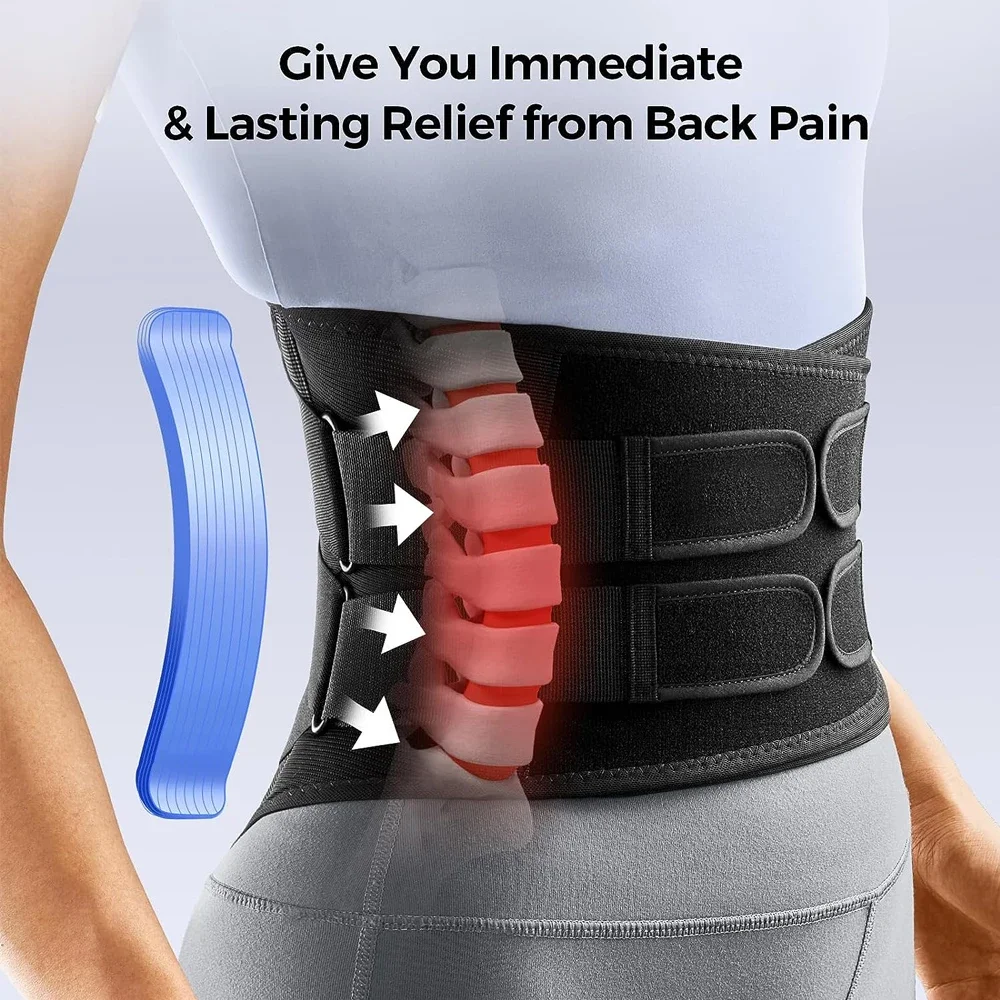 Back Braces for Lower Back Pain Relief with 5 Stays, Breathable Back Support Belt for Men & Women, Anti-skid Lumbar Support Belt