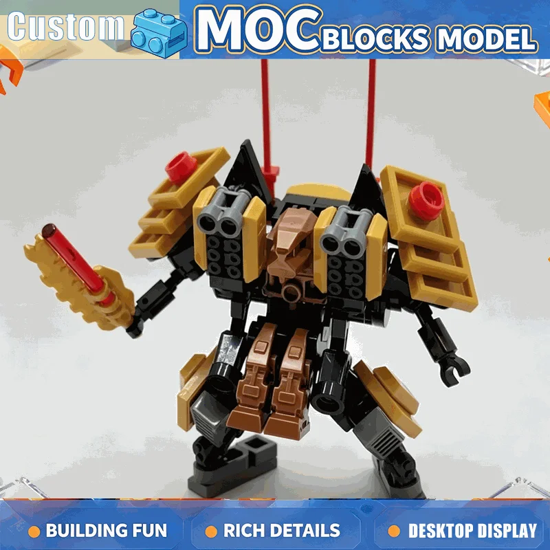 101PCS MOC Gold Armor Fighting Robot Mech Model Building Blocks Custom Puzzle DIY Assembly Creative Educational Toy Xmas Gifts