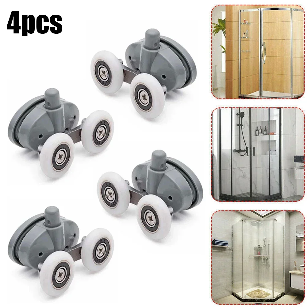 4pcs Shower Door Top Bottom Rollers Cabins Pulley Sliding Glass Door Roller Runners Wheels Pulleys Diameter 19/23/25/27mm NEW