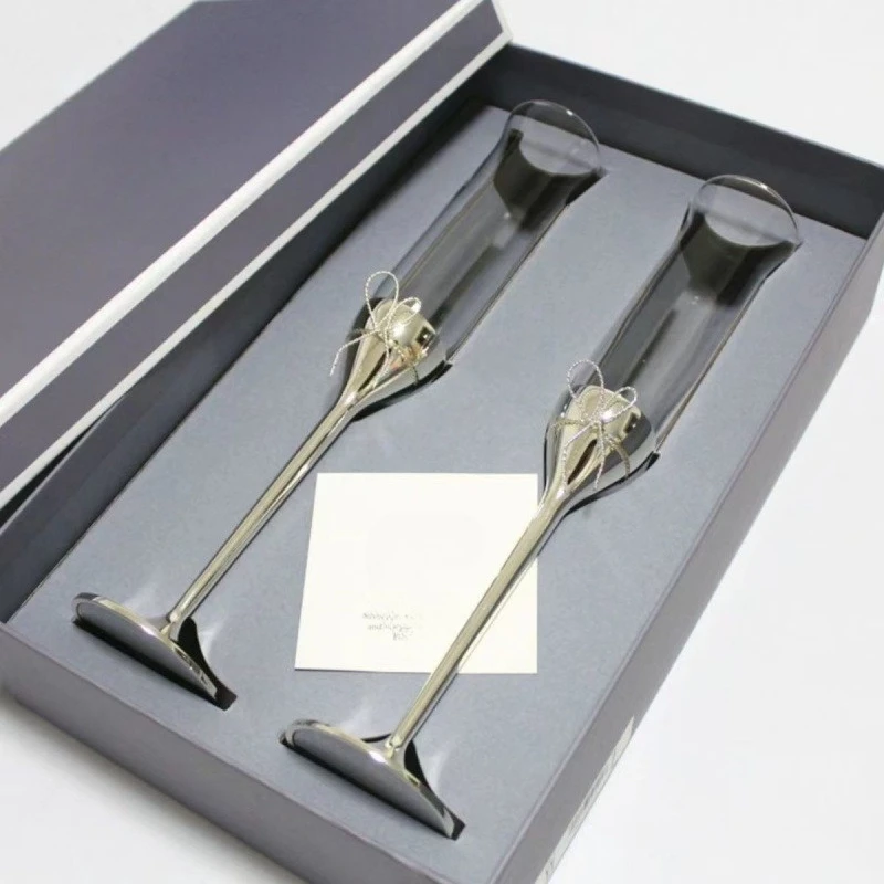 

Champagne glass love knot, red wine goblet wedding gift box