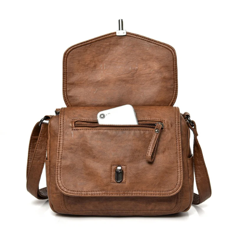 Women's Handbag Women's Shoulder Bag Fashion Purse Vintage Leather Bag Large Capacity Handbag Inclined Shoulder Bag Mom's Bag