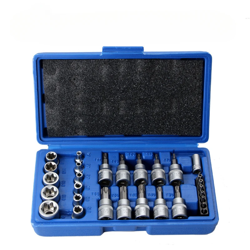 

29pcs/set of Household Machine Repair and Automotive Repair Chrome Vanadium Steel Sleeve Internal Hexagonal Plum Blossom Tools