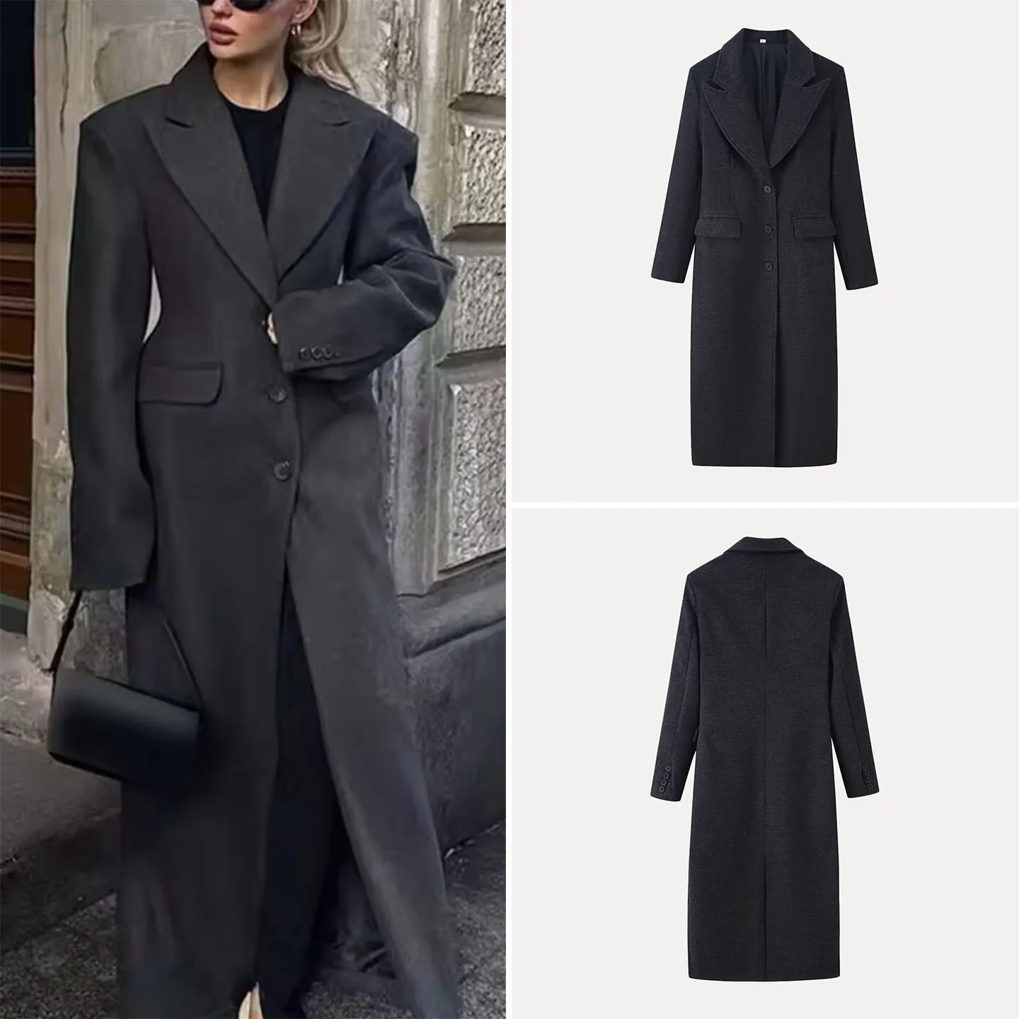 

Faionable Long Woolen Coat 3 Button Design Ele Women's Outerwear Autumn 2025 Collection Versatile Sli Ladies' Jaet