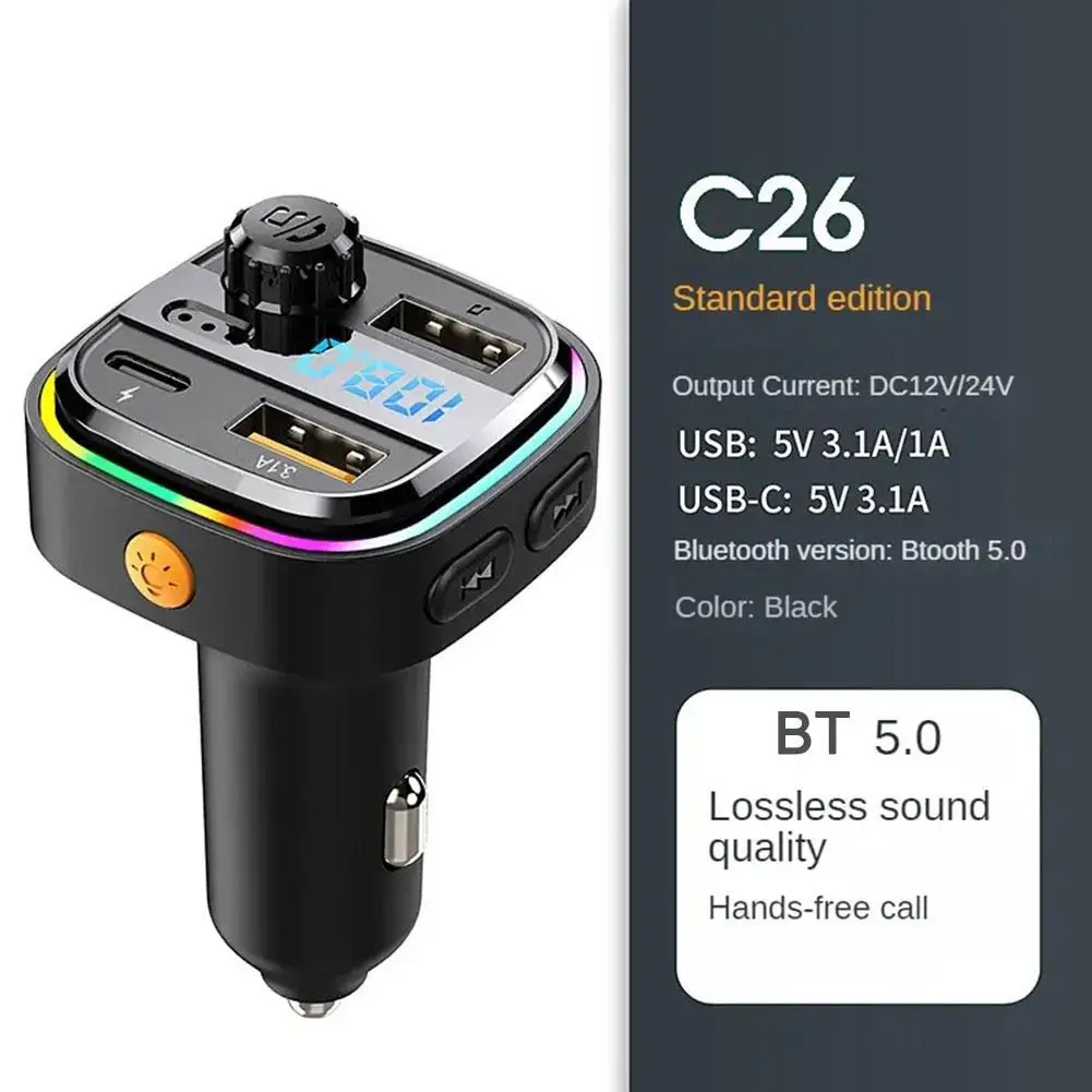 

Car MP3 Player Bluetooth 5.0 FM Transmitter PD25W Fast Charging Phone Charger Adapter Car Mobile Accessories W5K8