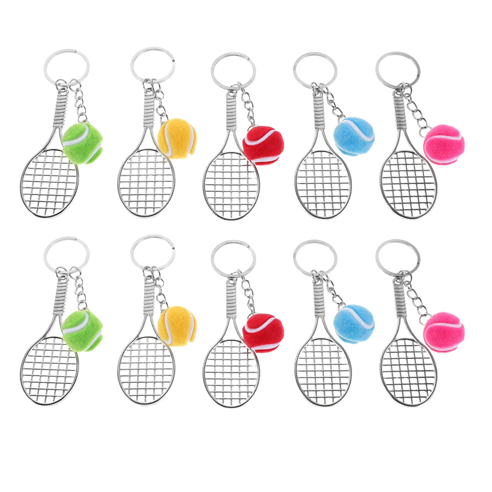 

10 шт. Брелоки-подвески для ключей и рюкзаков в виде мини-теннисных ракеток, сувениры для игроков, любителей сумок, фанатов, призы для карнавалов
