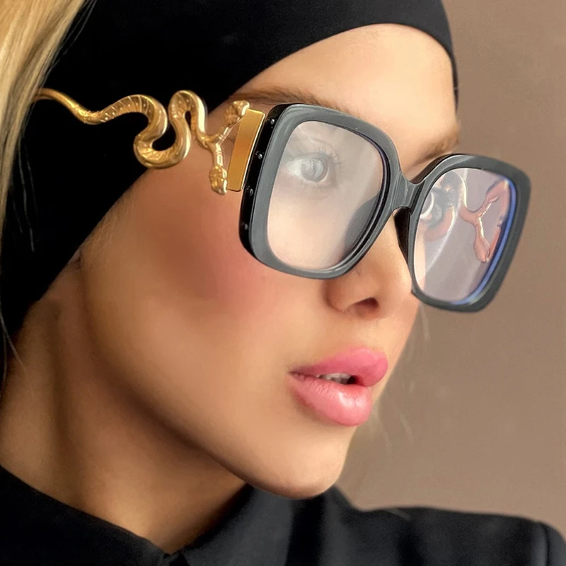 

Square Snake Leg Large Frame Flat Mirror For Women New Home Anti-Blue Light Glasses Frame Retro Personalized Party Glasses Frame