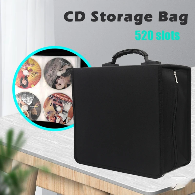 Oxford Cloth CD Storage Bag for Car Travel, 520 Capacity DVD Organizer, Portable Large CD Case, Moisture, Scratch Protection