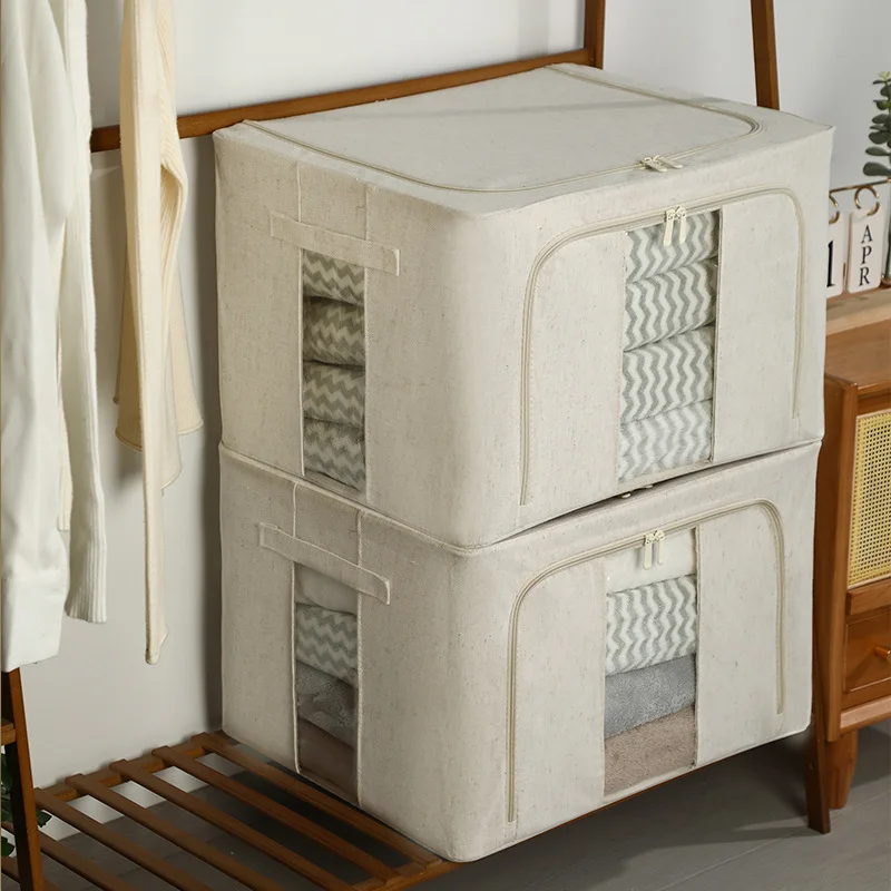 Cedar Space Large Foldable Storage Bin Breathable Gabardine Odorless Organizer Visible Window For Bedroom Closet