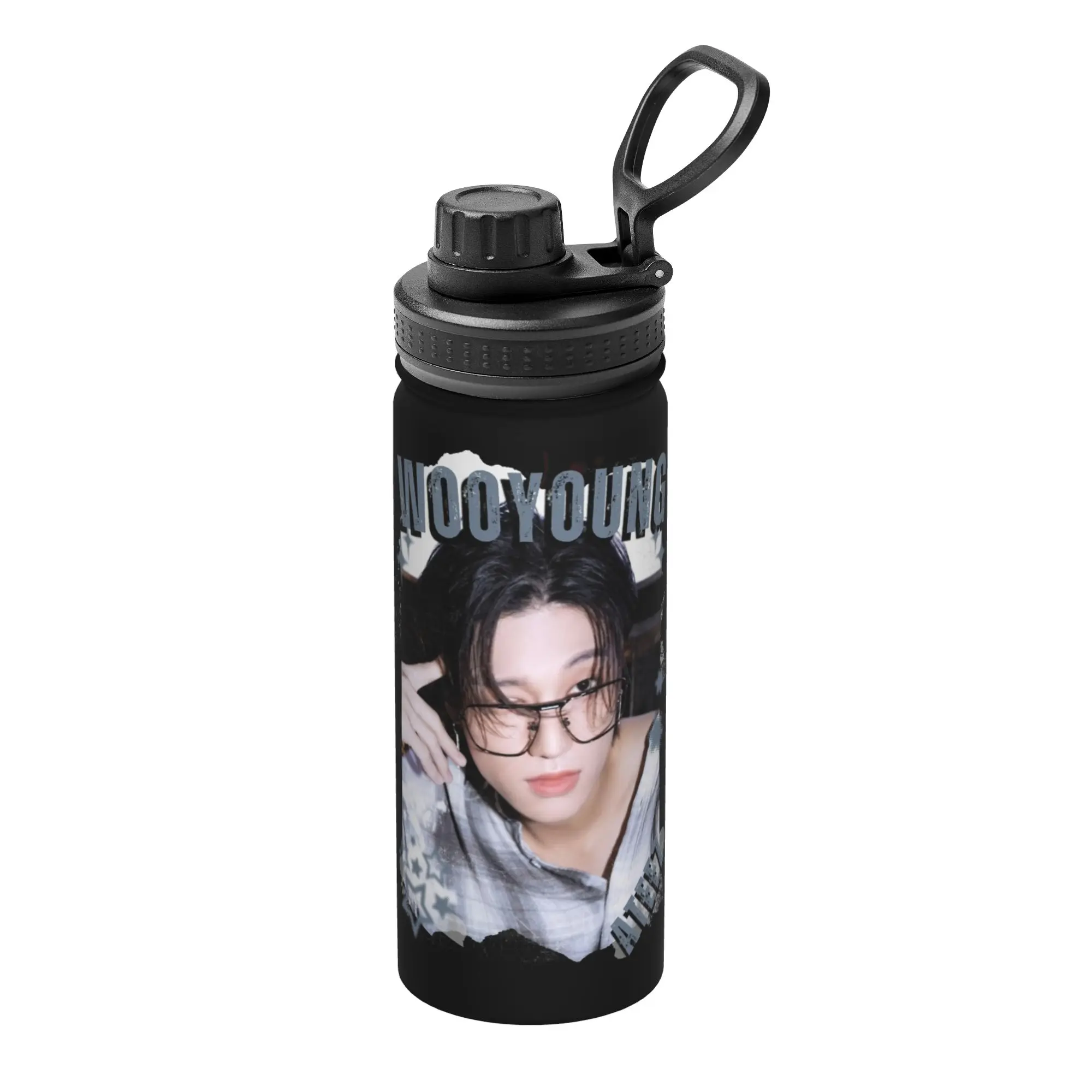 Kpop Boy Group A-Ateez Wooyoung 18OZ Sports Insulated Kettle  Coffee Cups Vacuum Flask Smoothie Tea Mugs Water Bottle