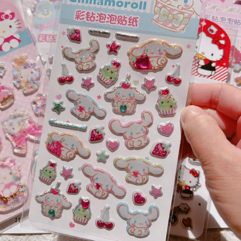 سانريو ليتل توينستارز اللون الماس ملصقات ثلاثية الأبعاد سينامورول مرحبا كيتي ملصقات الليزر سكيت الغيتار لتقوم بها بنفسك اللعب الزخرفية #3