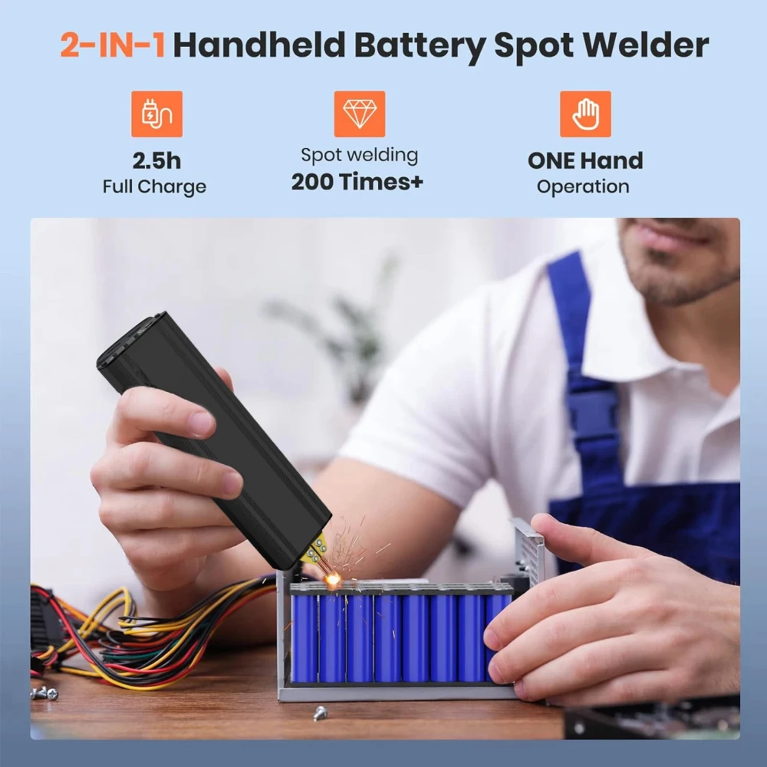 Efficient and Easy-to-Use Compact Portable DIY Handheld Battery Spot Welder for Welding 18650 Lithium Battery, Nickel Strip, and