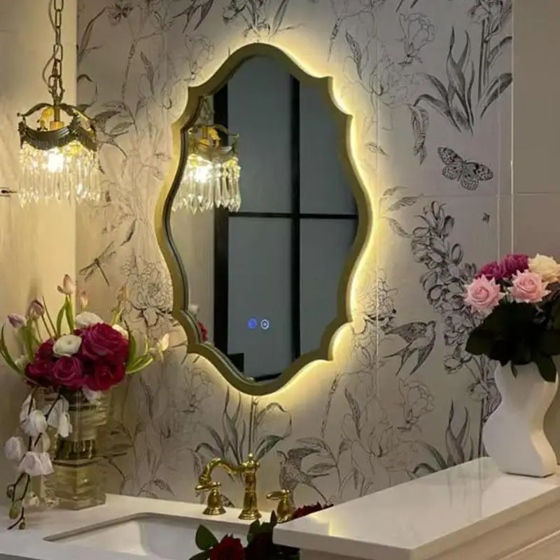 r*-Modern Wall Mirror Decoration Vanity Girls Shower Hanging Funky Dressing Mirror Table Aesthetic Living Room Decorations