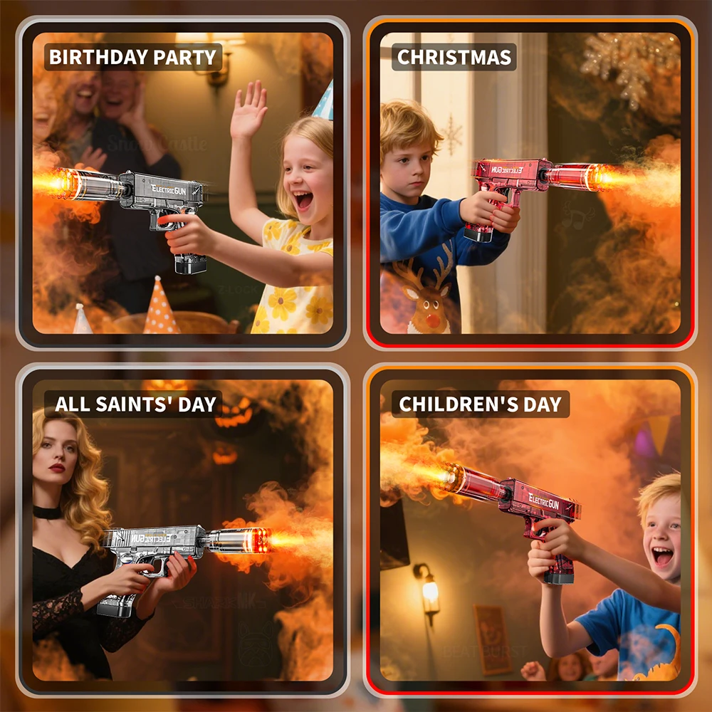 HUIQIBAO مسدس كهربائي لعبة الدخان بندقية الرماية مع ألعاب خفيفة لعبة الوالدين التفاعلية للأطفال هدية عيد ميلاد الكبار