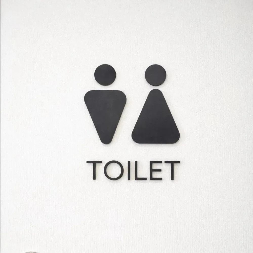 Panneau de toilettes en acrylique 3D, design minimaliste, décoration murale pour porte de toilettes, pour maison, hôtel, restaurant, espaces publics intérieurs