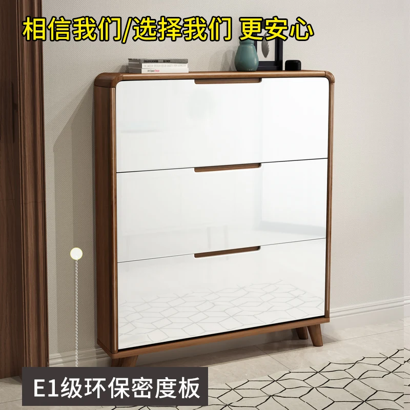 

Shoe cabinet door household ultra-thin entry small narrow 17cm tipping bucket 2025 new popular entrance cabinet integrated solid