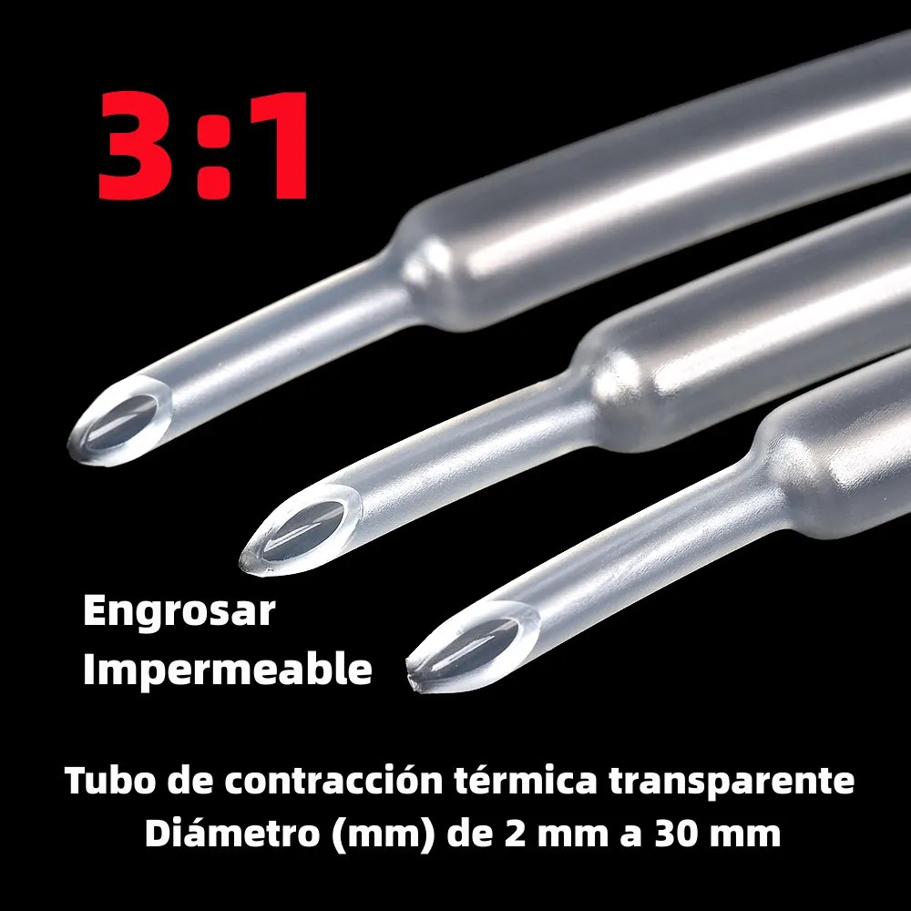 5M/lot Clear 3:1 Heat Shrink Tube  Impermeable With Double Wall Glue Tube Diameter 2/3/4/5/7/8/10/13/16/20/25/30/40/50mm