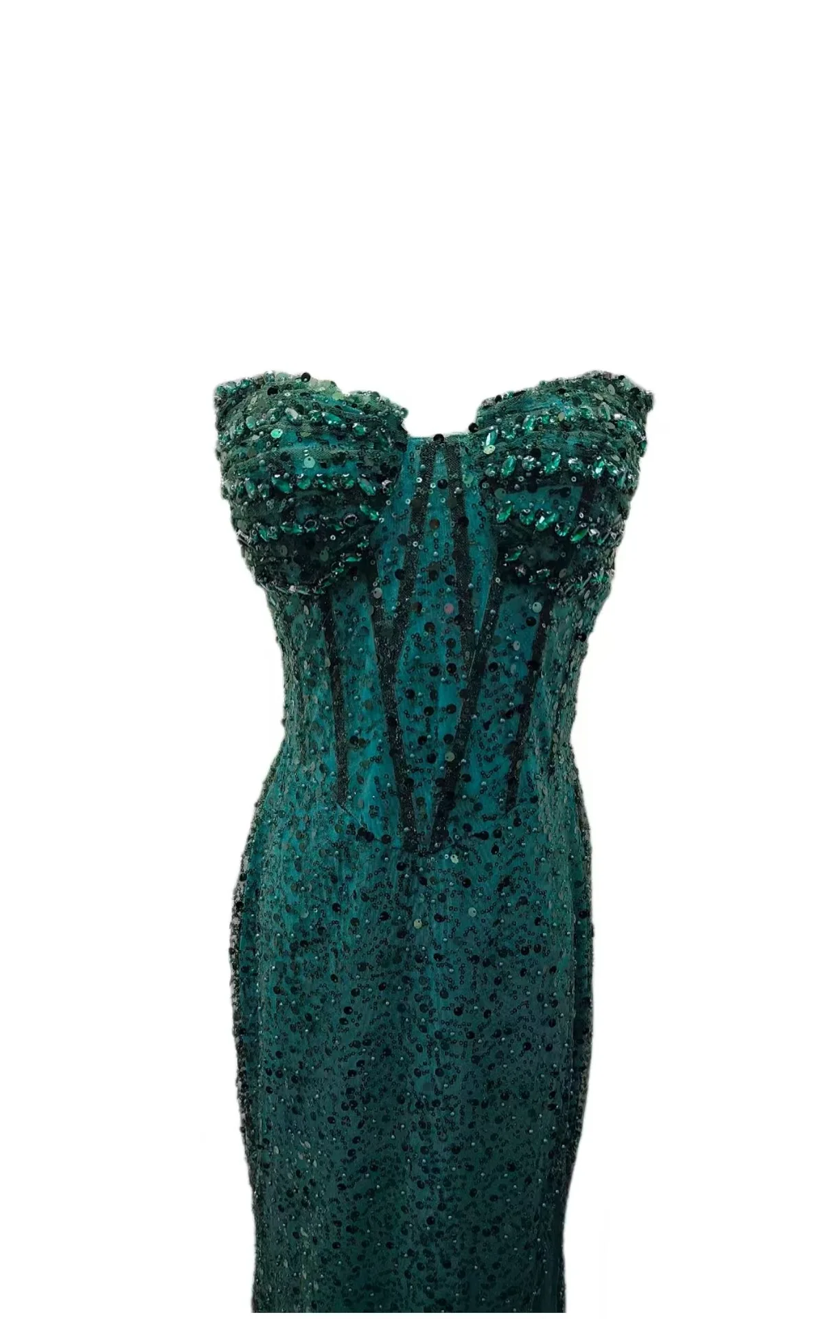 Luxury Green Mermaid Formal Prom Dresses Sweetheart Pleats Crystal Sequins Silt Evening Birthday Party Dress Christmas Dresses