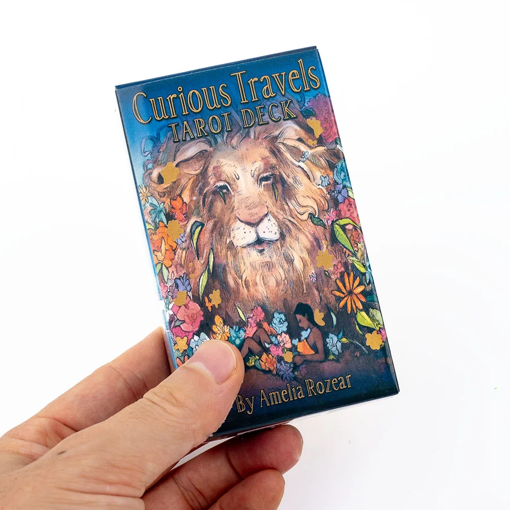 Curioso viagens tarô 10.3*6cm composto por encantadoras ilustrações em aquarela 78 peças cartas tarô tabuleiro jogando cartas de jogo