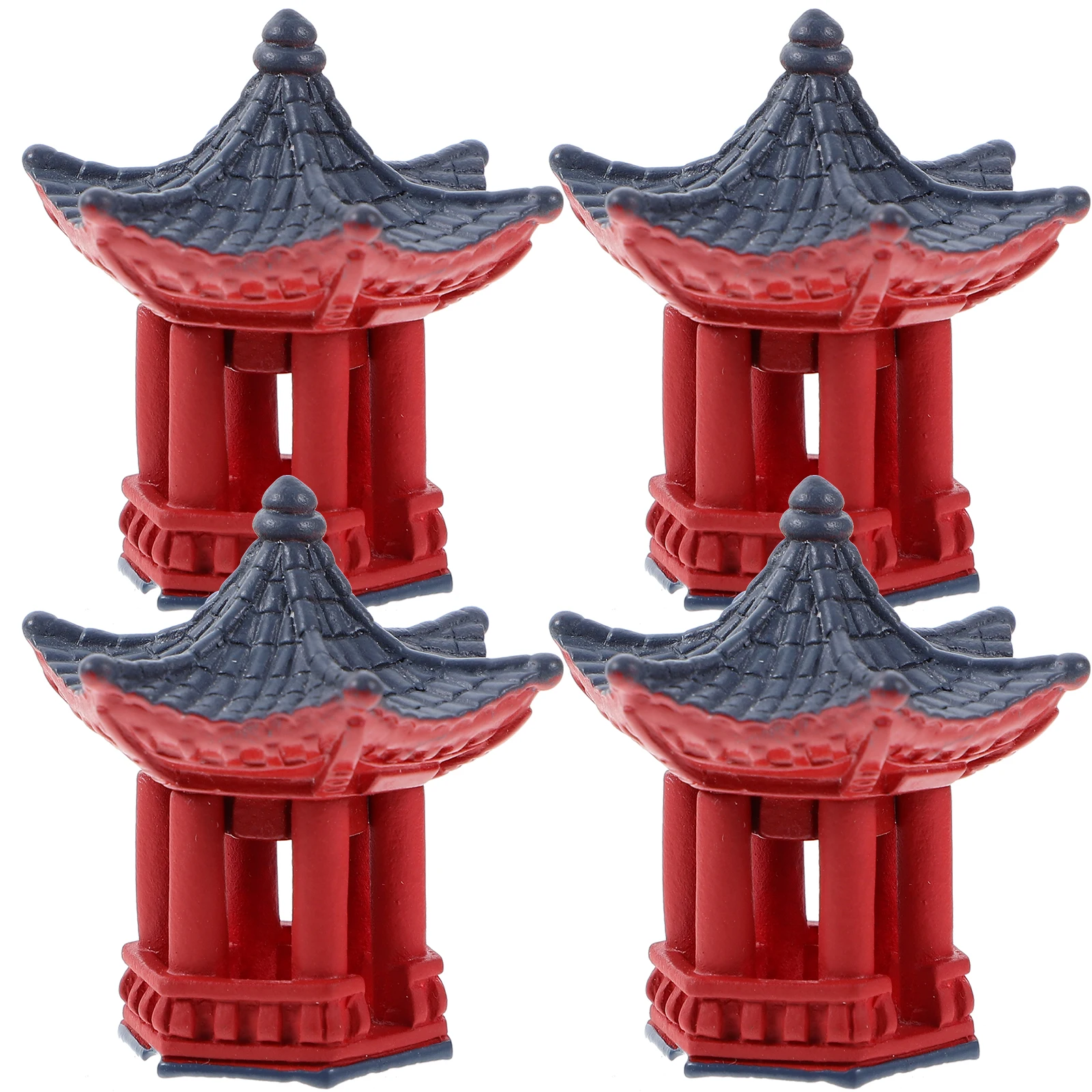 4pcs Micro Landscape Pavilion Decoration Mini Garden Resin Ornament Strong Sturdy Fine Craftsmanship Simple Color