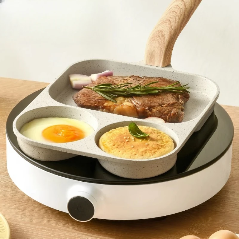 

Breakfast pot three in one wheat rice stone non stickhousehold flat bottomed pan frying toolburger specia