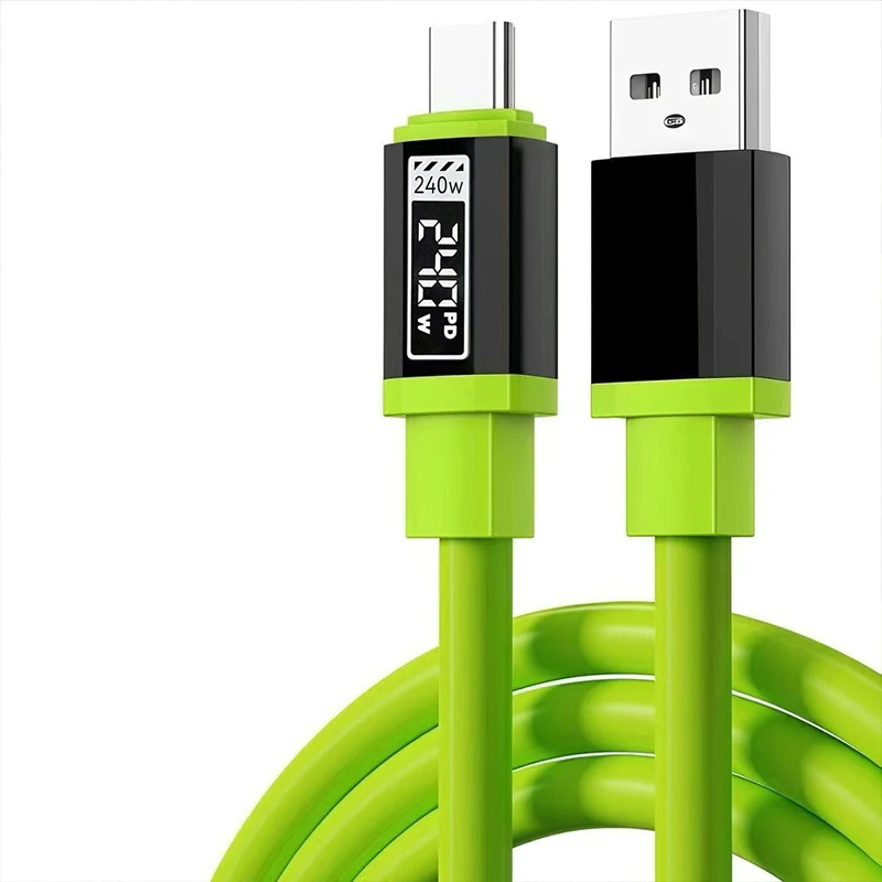 1Pc 240W USB C Cable With Power Display Fast Charging Charger For IPhone 15 16 17 Samsung Xiaomi Huawei Phones Type C Cord 1-2m view 2