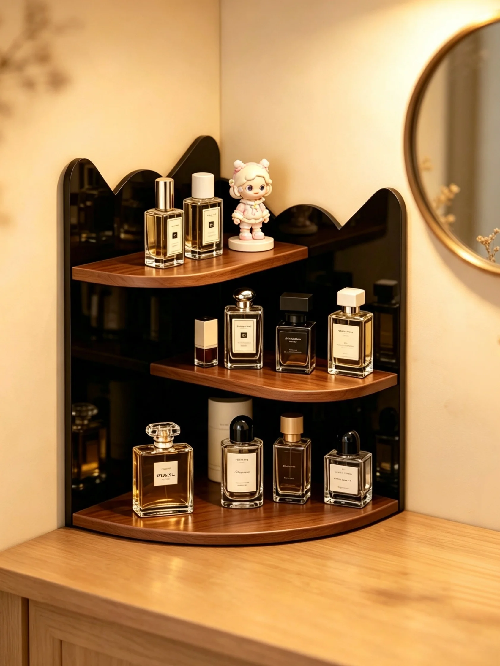 elegant-wooden-cosmetic-storage-rack-entryway-corner-perfume-display-holder-lipstick-skincare-products-high-end-organizer