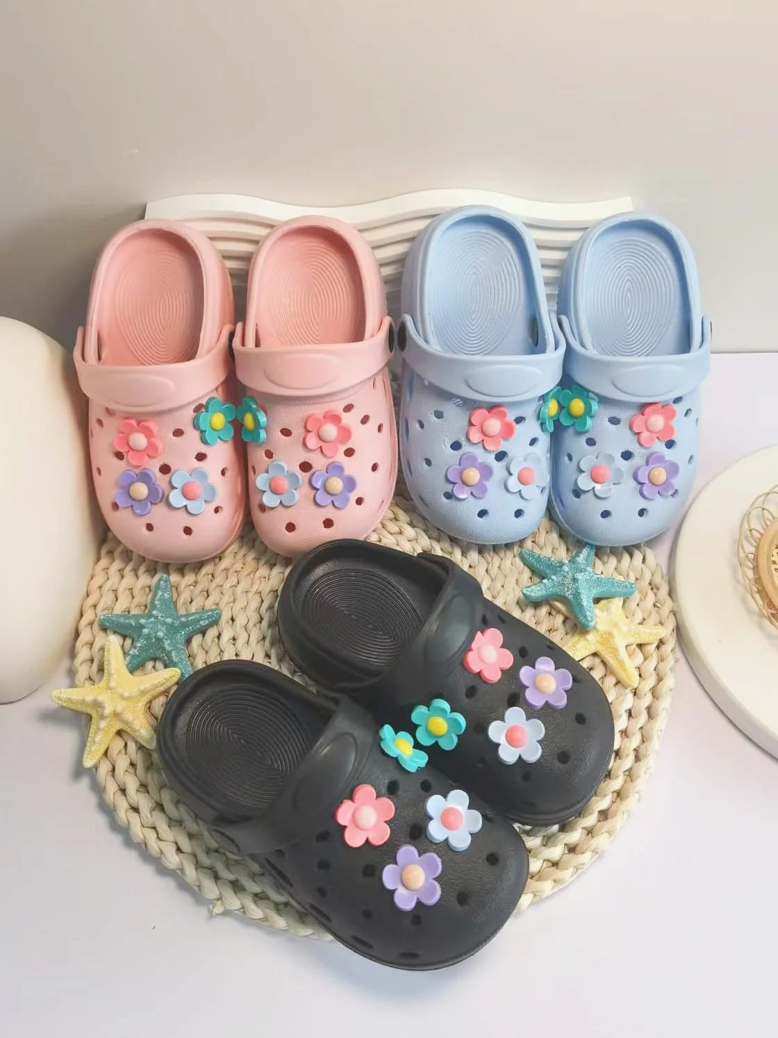 

Summer Casual Slippers Comfortable Soft Soles DIY Colorful Flower Breathable Children's Slippers Indoor Outdoor Walking Travel