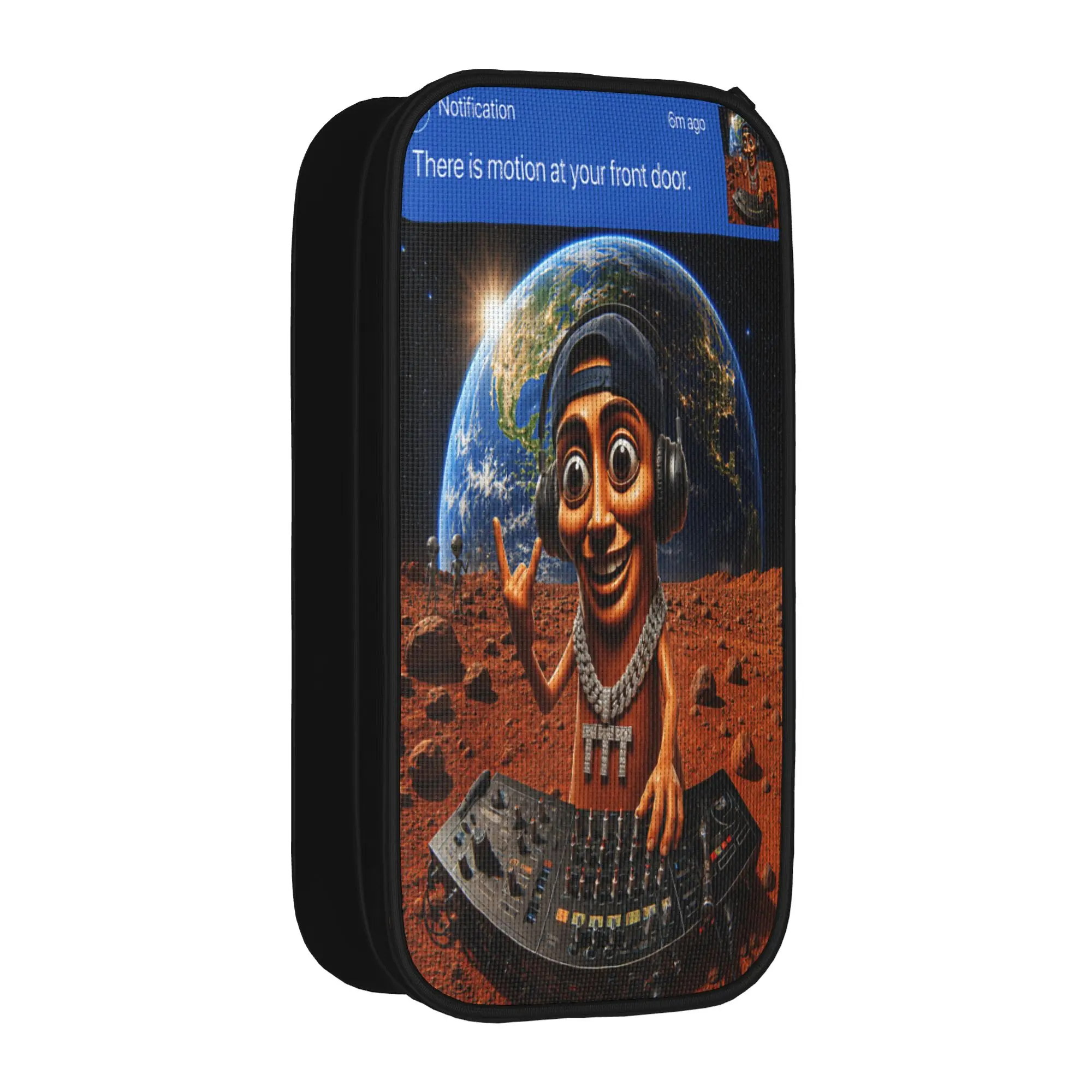 There is Motion at Your Front Door Tung Tung Sahur Space DJ Pencil Case  School Pencil Cases Boy Pencil Bag Stationery Organizer