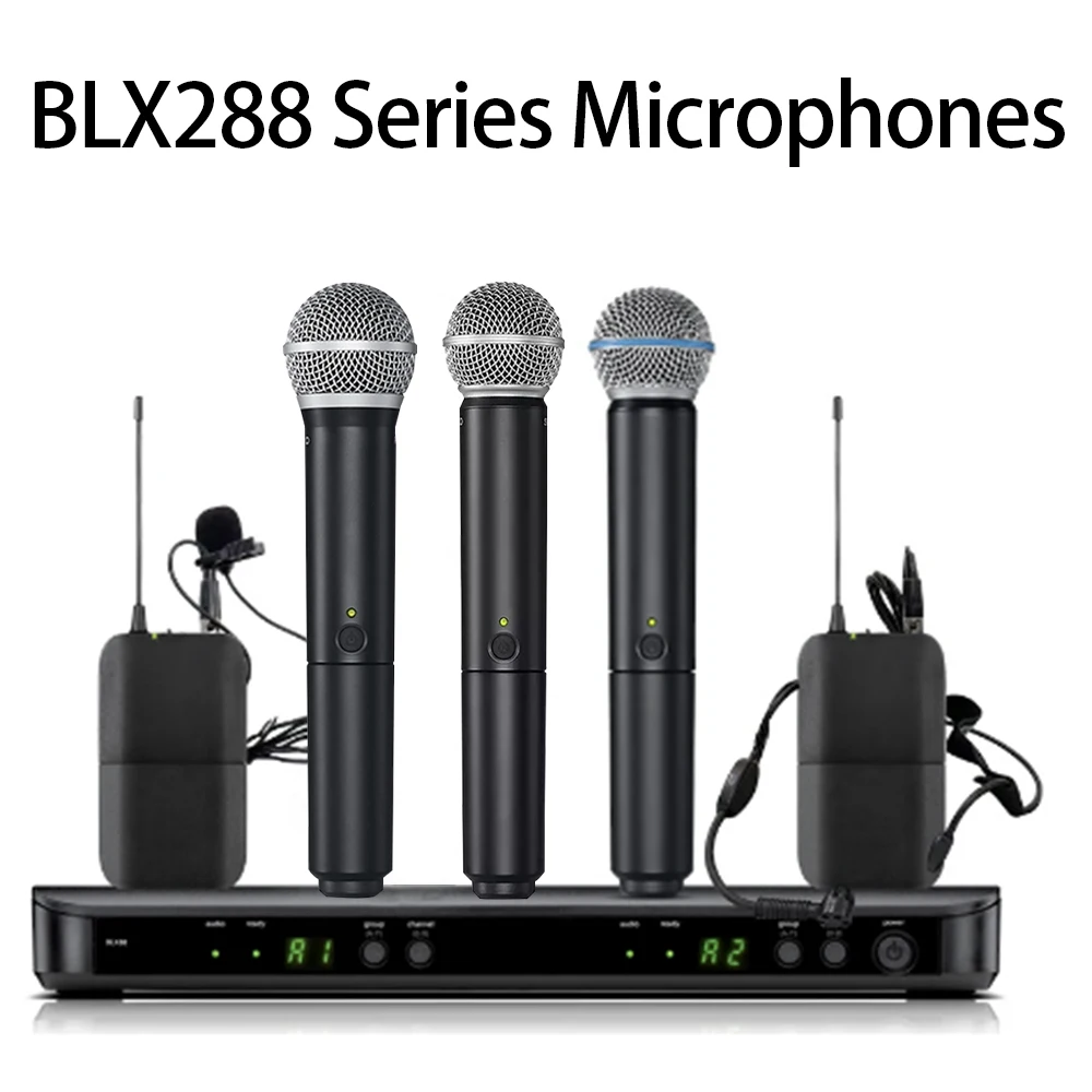 BLX288 Professional wireless human sound microphone UHF system handheld clip microphone card OK stage performance church speech