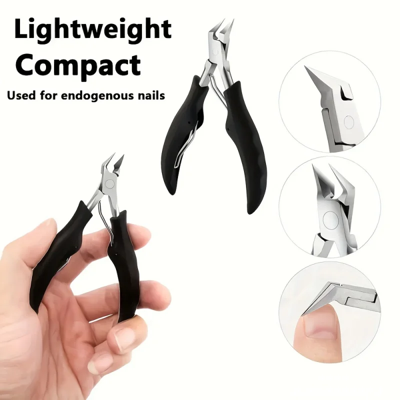 مجموعة مقصات أظافر سميكة مكونة من 1/5 قطعة من الفولاذ المقاوم للصدأ بتصميم عصري وشفرة مقعرة