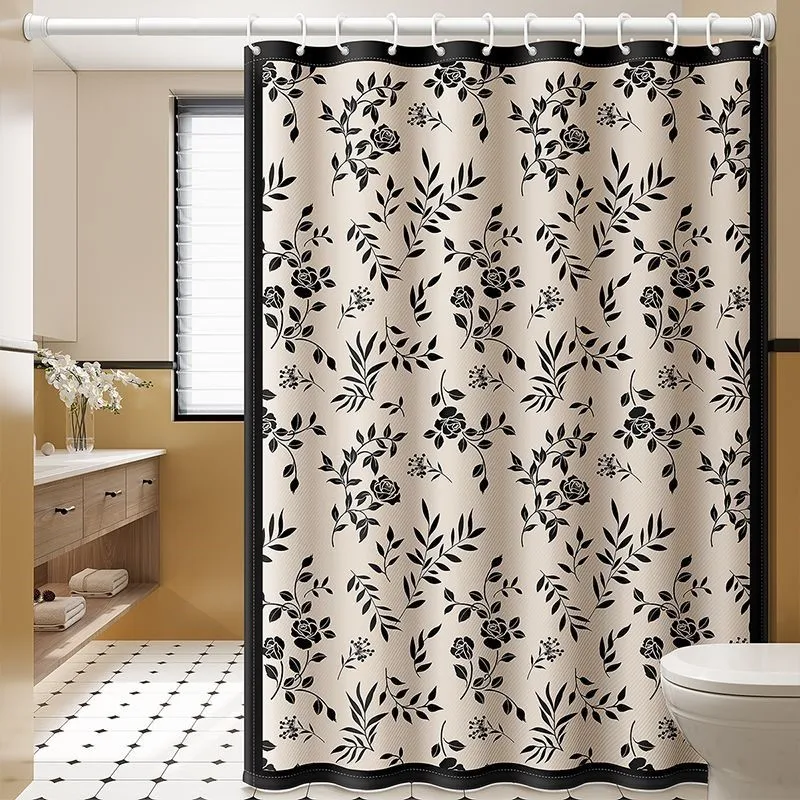 

Retro Style Shower Curtain Waterproof Mildew Proof Bathroom Shower Partition Curtain Thickened Shower Curtain Without Pole ZI724