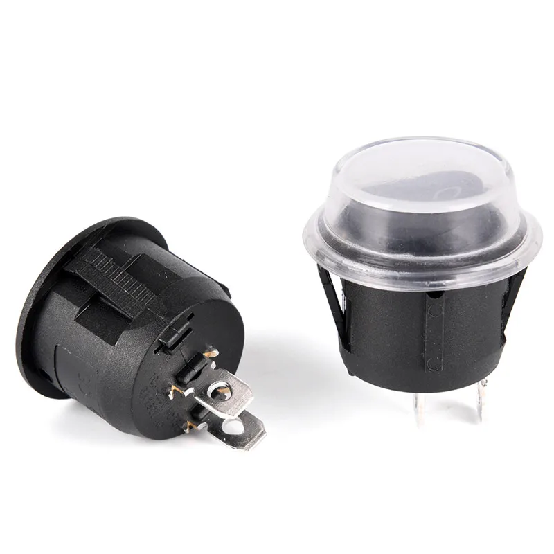 1pc Auto Car 12V Black Round Rocker Boat Toggle SPST 2-Pin ON/OFF Switch + Waterproof Cover Car Accessories