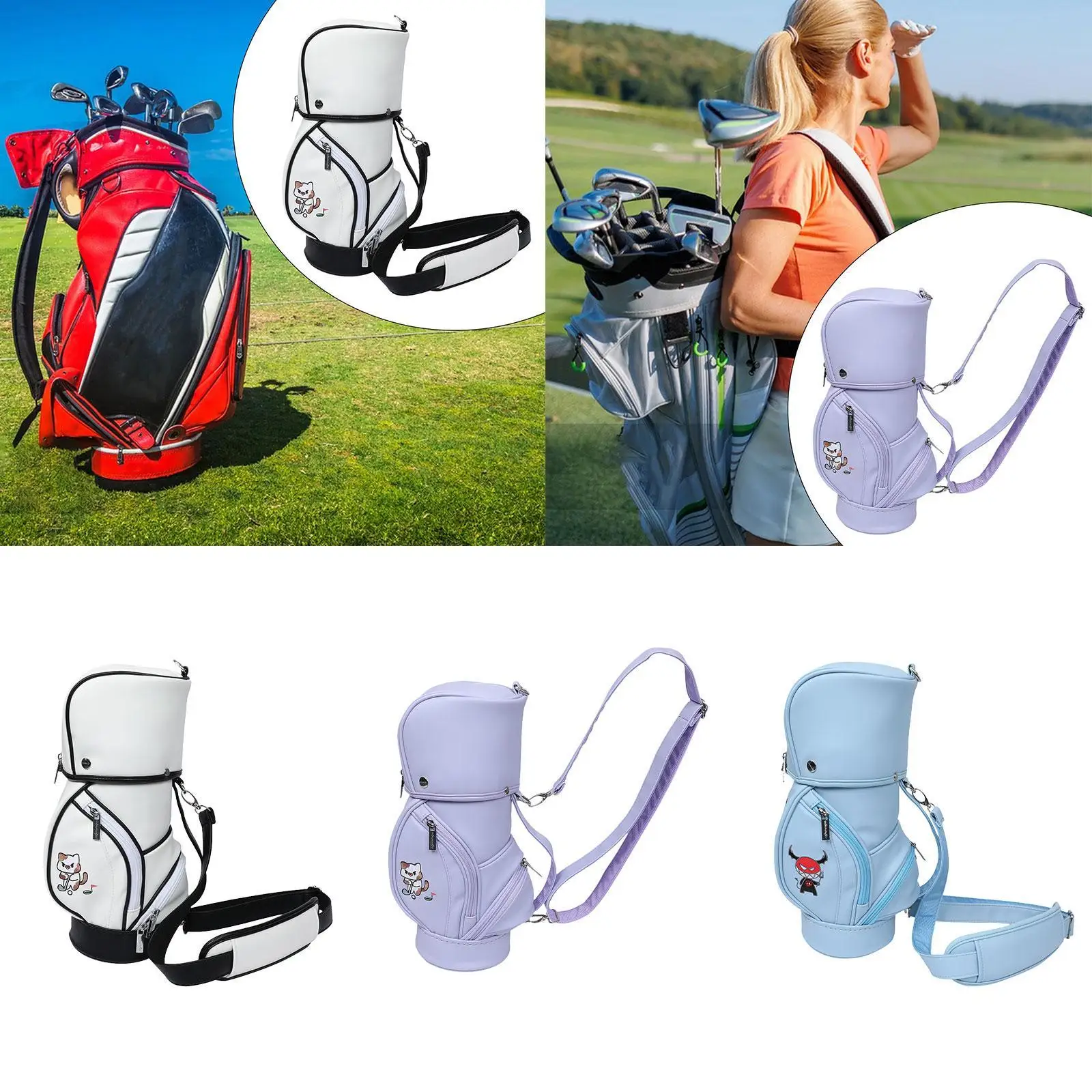 Mini Golf Ball Organizer PU Leather Golf Pouch Compact Carry Bag for Men Women Outdoor