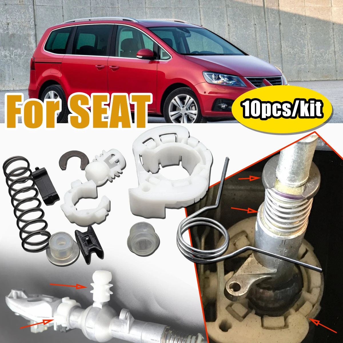 

Upgrade 10pc Gear Shifter Selector Lever Shaft Spring Bushing for For SEAT Altea 5P Toledo 5P Pivot Linkage Insulator Arm Ball