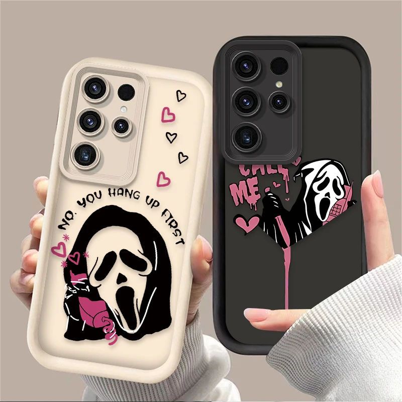Scary Scream Ghost Fun Call Case For Samsung Galaxy S24 S23 S25 Ultra S22 S21 Plus FE A56 A36 A26 A16 A06 A15 A25 A35 A55 5G TPU