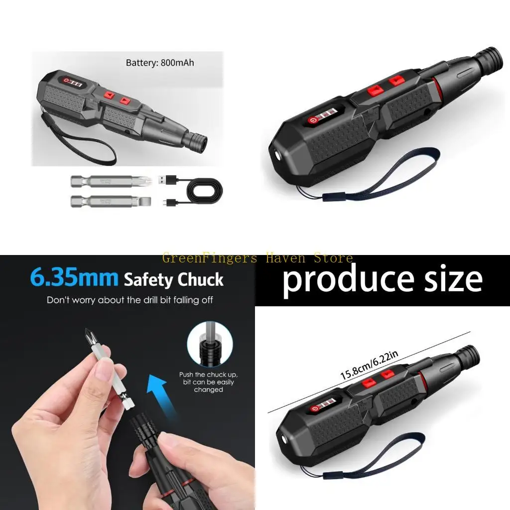 

F68D Cordless Electric Manual Screwdriver 3Torque Setting LED Light 1600mAh Battery