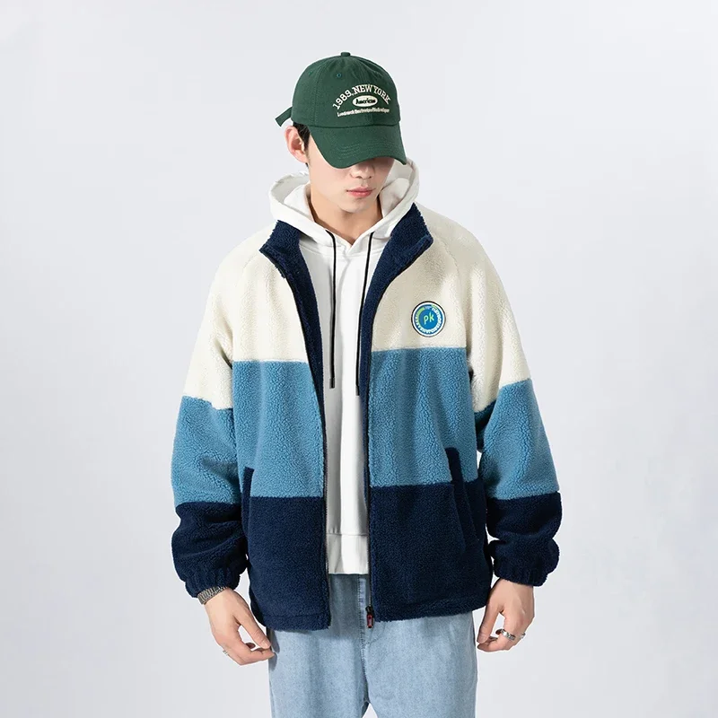 

Pop Corduroy Jacket Couple Streetwear Patchwork Harajuku Sweatshirt Hoodie Plus Size 8XL